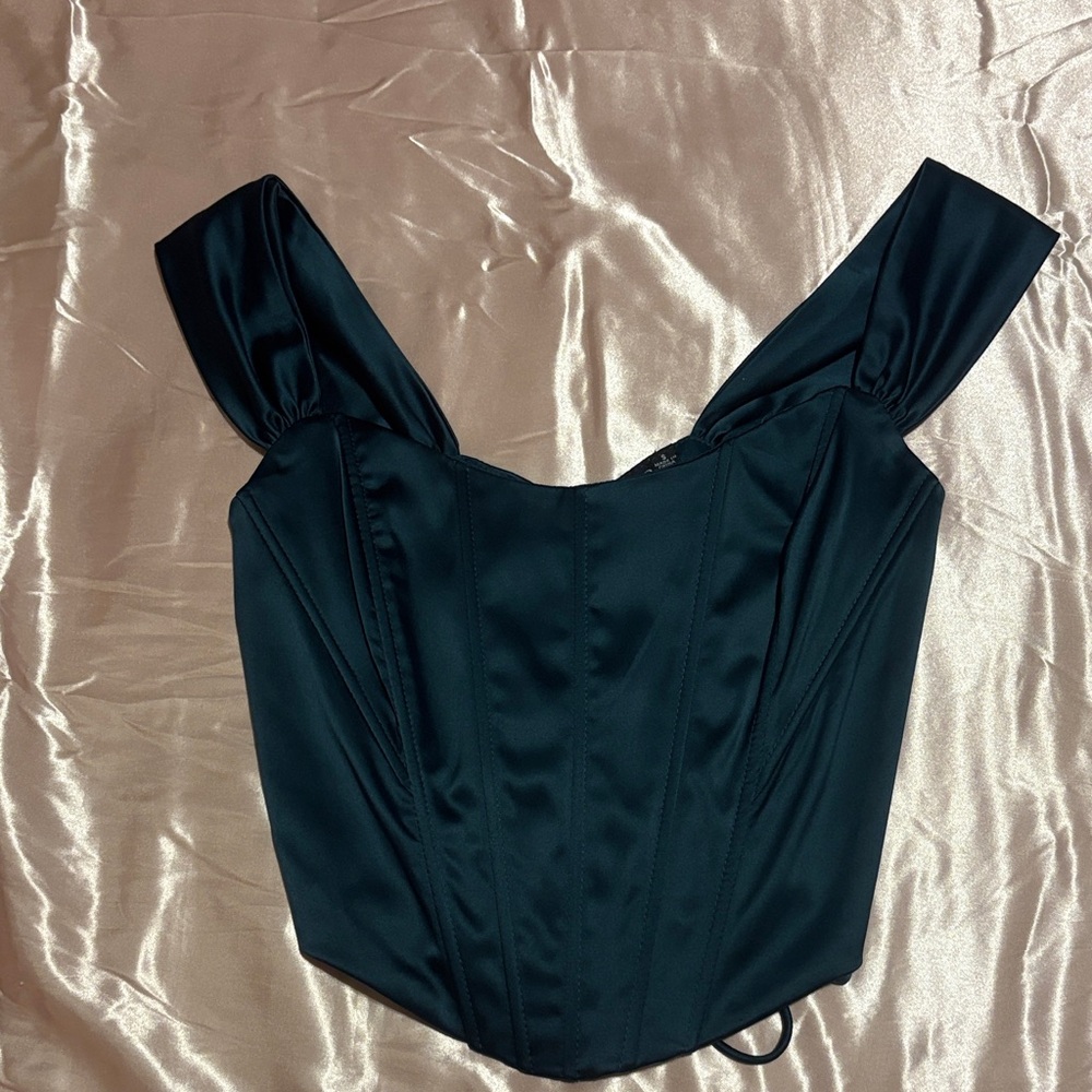 Elegant Green Satin Corset Top